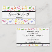 Farbenfrohe Musiknote Musikermusiklehrerin Visitenkarte (Vorne/Hinten)