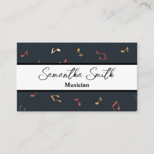 Farbenfrohe Musiknote Musikermusiklehrerin Visitenkarte