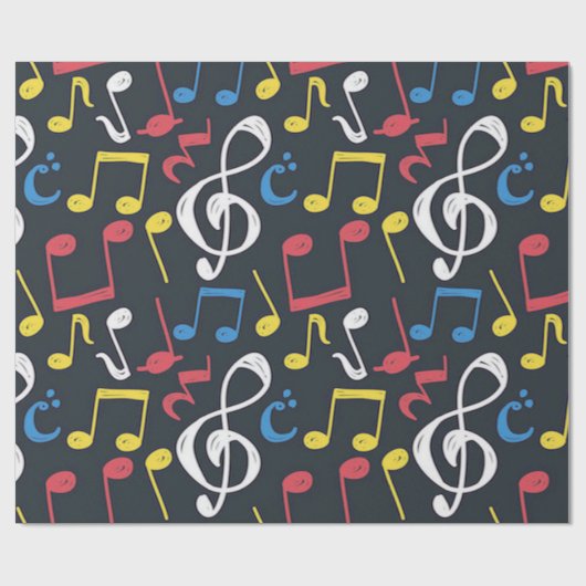 Farbenfrohe Musiknote Mustermusiker Geschenkpapier (Flach)
