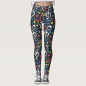 Farbenfrohe Musiknote Mustermusiker Leggings (Vorderseite)