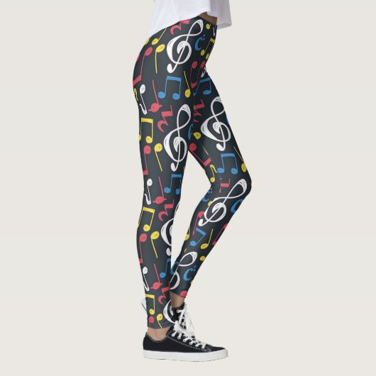 Farbenfrohe Musiknote Mustermusiker Leggings (Rechts)