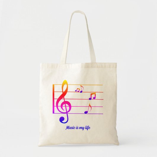 Farbenfrohe Musiknote Tote Tasche (Vorne)
