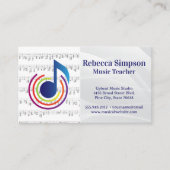 Farbenfrohe Musiknote Visitenkarte (Vorderseite)