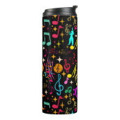 Farbenfrohe Musiknoten in Schwarz Thermosbecher (Nach links gedreht)