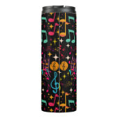 Farbenfrohe Musiknoten in Schwarz Thermosbecher (Rückseite)