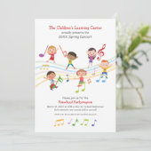 Farbenfrohe Musiknoten Kindermusikkonzert Einladung (Stehend Vorderseite)