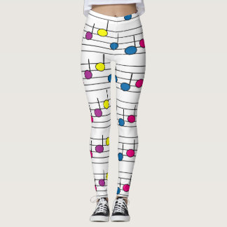 Farbenfrohe Musiknoten Musikalisches Personal Leggings