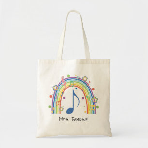 Farbenfrohe Musiknoten Regenbogen Geschenk für Leh Tragetasche