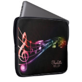 Farbenfrohe Musiknoten und Individuelle Name Laptopschutzhülle (Vorne Rechts)