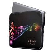 Farbenfrohe Musiknoten und Individuelle Name Laptopschutzhülle (Vorderseite Links)