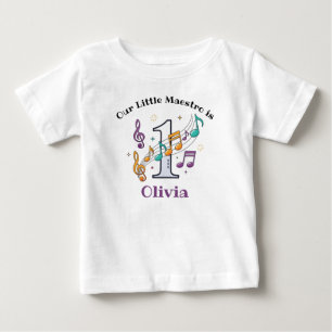 Farbenfrohe Musiknoten zum ersten Geburtstag Baby T-shirt