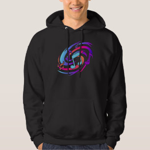 Farbenfrohe Musikszene Notenmusikschule Notenmusik Hoodie