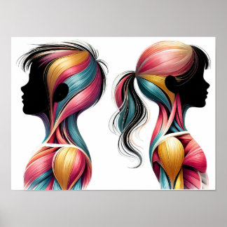 Farbenfrohe Muskelanatomie Kunst - Silhouette der  Poster