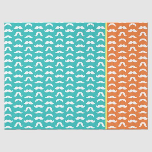 Farbenfrohe Mustache Stil Blau Gelb Orange Fun Seidenpapier (Vorderseite)