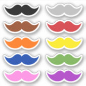 Farbenfrohe Mustaches Mustache Funny Spaß Set von Aufkleber (Vorderseite)