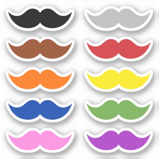 Farbenfrohe Mustaches Mustache Funny Spaß Set von Aufkleber (Vorderseite)