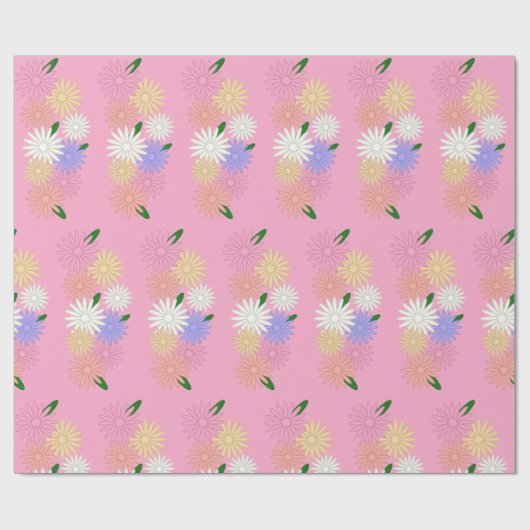 Farbenfrohe Muster auf Narbenrosa Geschenkpapier (Flach)