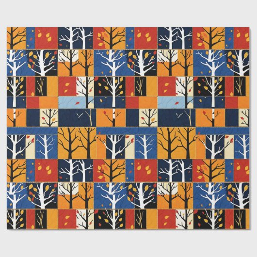 Farbenfrohe Muster der Baumstruktur im Herbst Geschenkpapier (Flach)