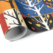 Farbenfrohe Muster der Baumstruktur im Herbst Geschenkpapier (Rolleneckpunkt)