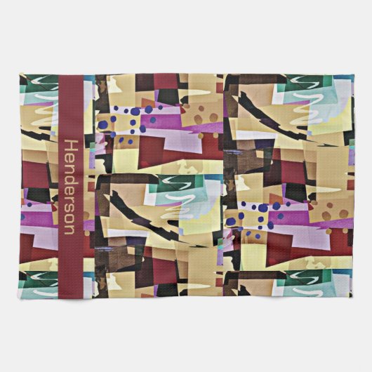 Farbenfrohe Muster der modernen Abstrakten Kunst Geschirrtuch (Horizontal)