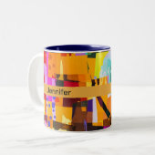 Farbenfrohe Muster der modernen Abstrakten Kunst Zweifarbige Tasse (Vorderseite Links)