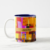 Farbenfrohe Muster der modernen Abstrakten Kunst Zweifarbige Tasse (Links)