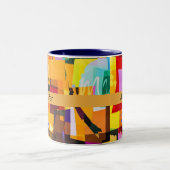 Farbenfrohe Muster der modernen Abstrakten Kunst Zweifarbige Tasse (Mittel)