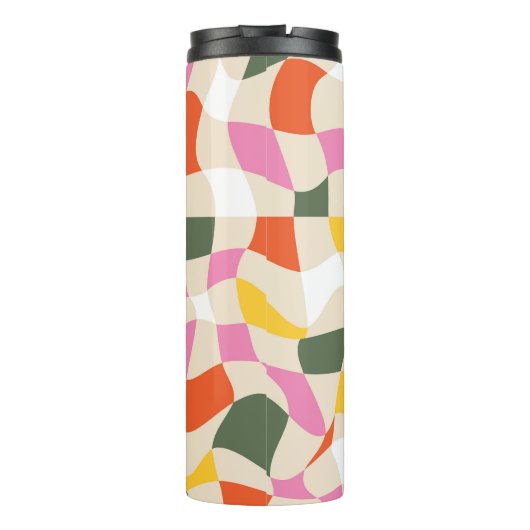 Farbenfrohe Muster: Dynamik und Stil Thermosbecher (Rückseite)