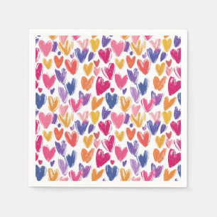 farbenfrohe Muster für den Valentinstag mit Herzen Serviette