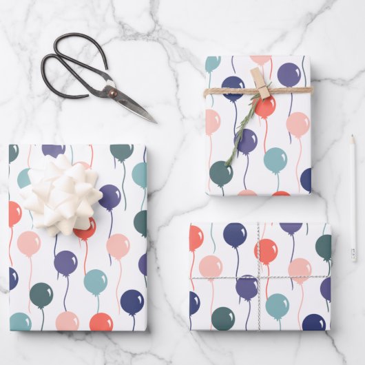 Farbenfrohe Muster für die Balloons Geschenkpapier Set (Vorderseite)