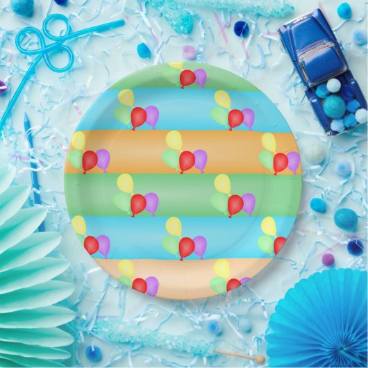 Farbenfrohe Muster für die Balloons Pappteller (Party)