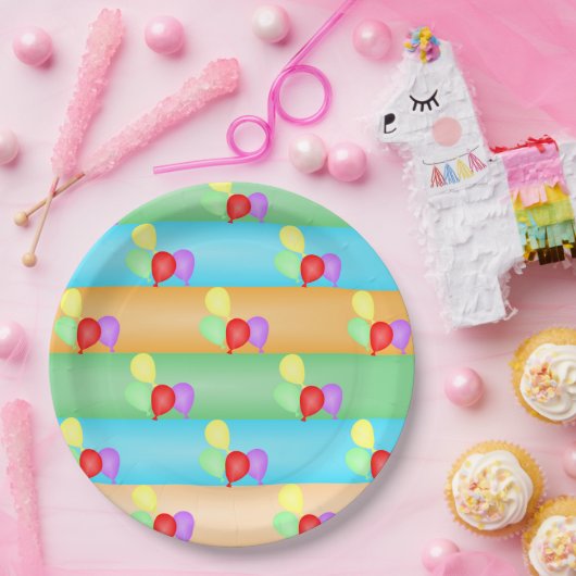 Farbenfrohe Muster für die Balloons Pappteller (Party)