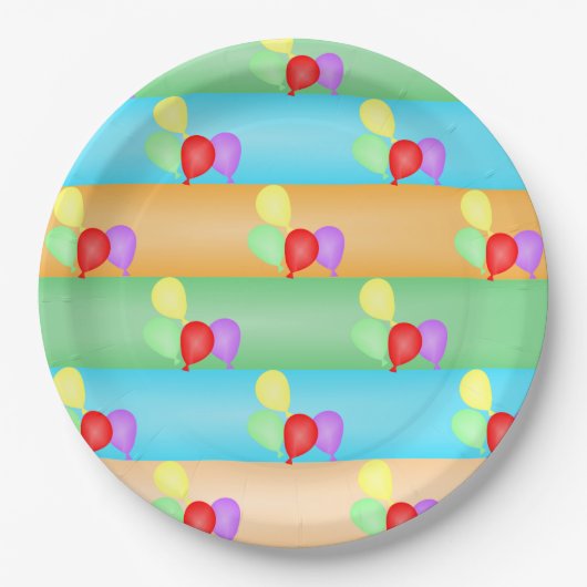 Farbenfrohe Muster für die Balloons Pappteller (Vorderseite)