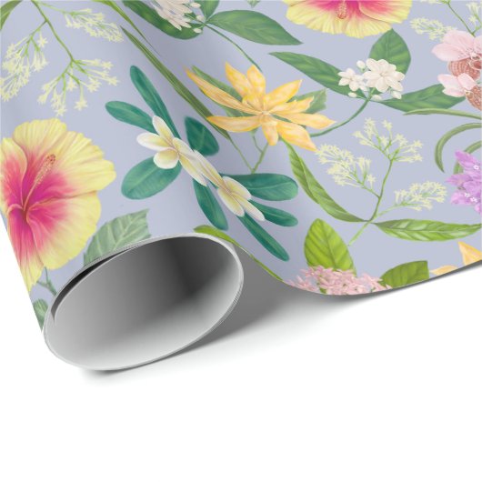 Farbenfrohe Muster für Illustrierte tropische Blum Geschenkpapier (Rolleneckpunkt)