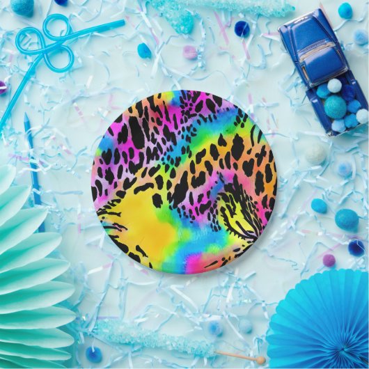 Farbenfrohe Muster für Tierdrucke Pappteller (Party)