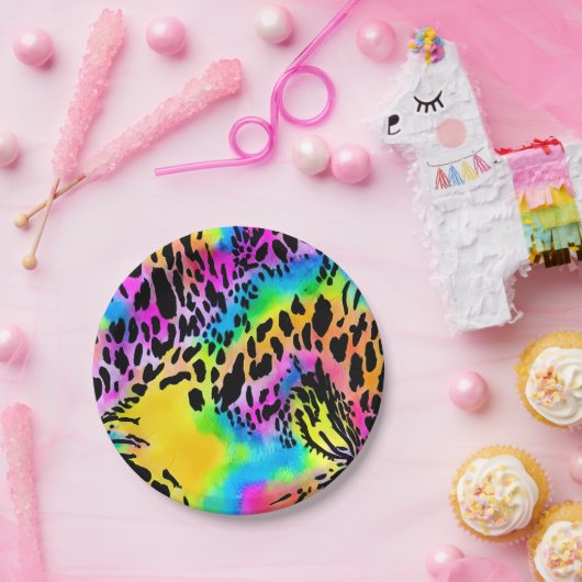 Farbenfrohe Muster für Tierdrucke Pappteller (Party)