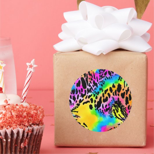 Farbenfrohe Muster für Tierdrucke Runder Aufkleber (Party)