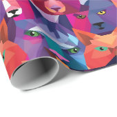 Farbenfrohe Muster für Tiere mit niedrigem Poly Geschenkpapier (Rolleneckpunkt)