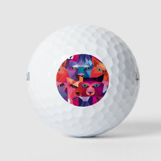 Farbenfrohe Muster für Tiere mit niedrigem Poly Golfball (Vorderseite)