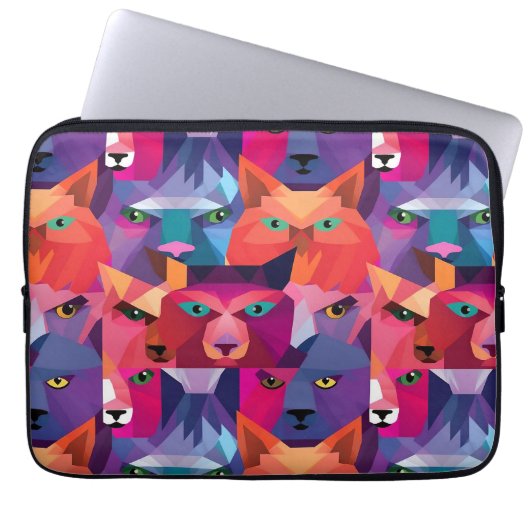 Farbenfrohe Muster für Tiere mit niedrigem Poly Laptopschutzhülle (Vorderseite)
