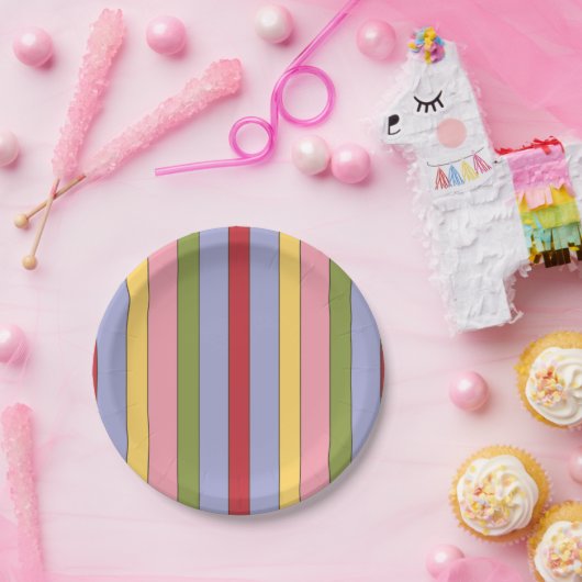 Farbenfrohe Muster für vertikale Streifen Pappteller (Party)