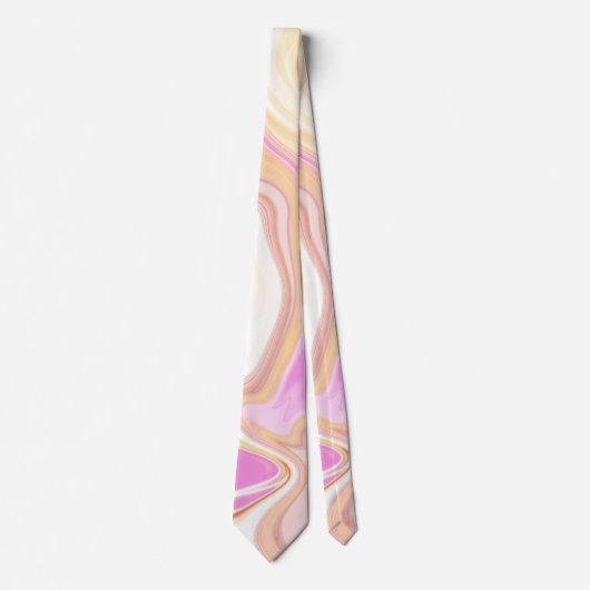 Farbenfrohe Muster Gelb rosa Pastell Neck Tie Krawatte (Vorderseite)