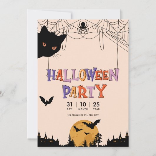 Farbenfrohe Muster glückliche Halloween-Party Einl Einladung (Vorderseite)