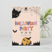 Farbenfrohe Muster glückliche Halloween-Party Einl Einladung (Stehend Vorderseite)
