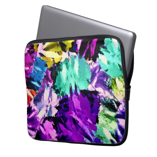Farbenfrohe Muster Laptopschutzhülle (Vorderseite Links)