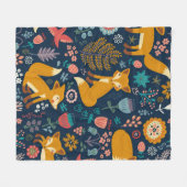 Farbenfrohe Muster mit Fuchs, Muster, Wald, Fall Fleecedecke (Vorderseite (Horizontal))