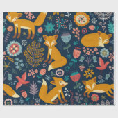 Farbenfrohe Muster mit Fuchs, Muster, Wald, Fall Geschenkpapier (Flach)