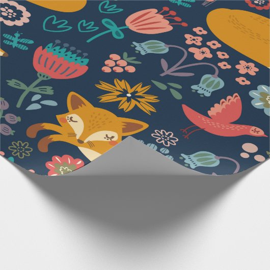 Farbenfrohe Muster mit Fuchs, Muster, Wald, Fall Geschenkpapier (Ecke)