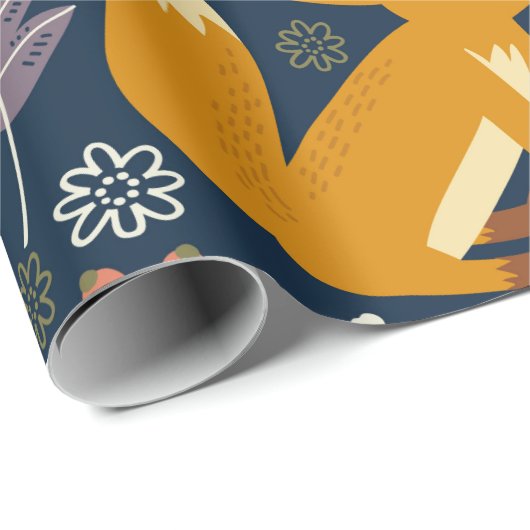Farbenfrohe Muster mit Fuchs, Muster, Wald, Fall Geschenkpapier (Rolleneckpunkt)