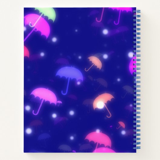 Farbenfrohe Muster Schirm Notebook Notizblock (Rückseite)